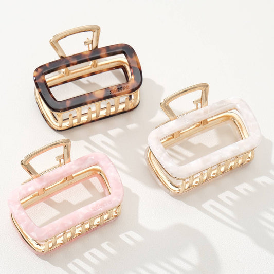 Harlow | Medium Hollow Rectangle Metal Claw Clip