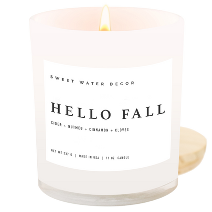 Hello Fall 11 oz Soy Candle - Fall Decor and Gifts