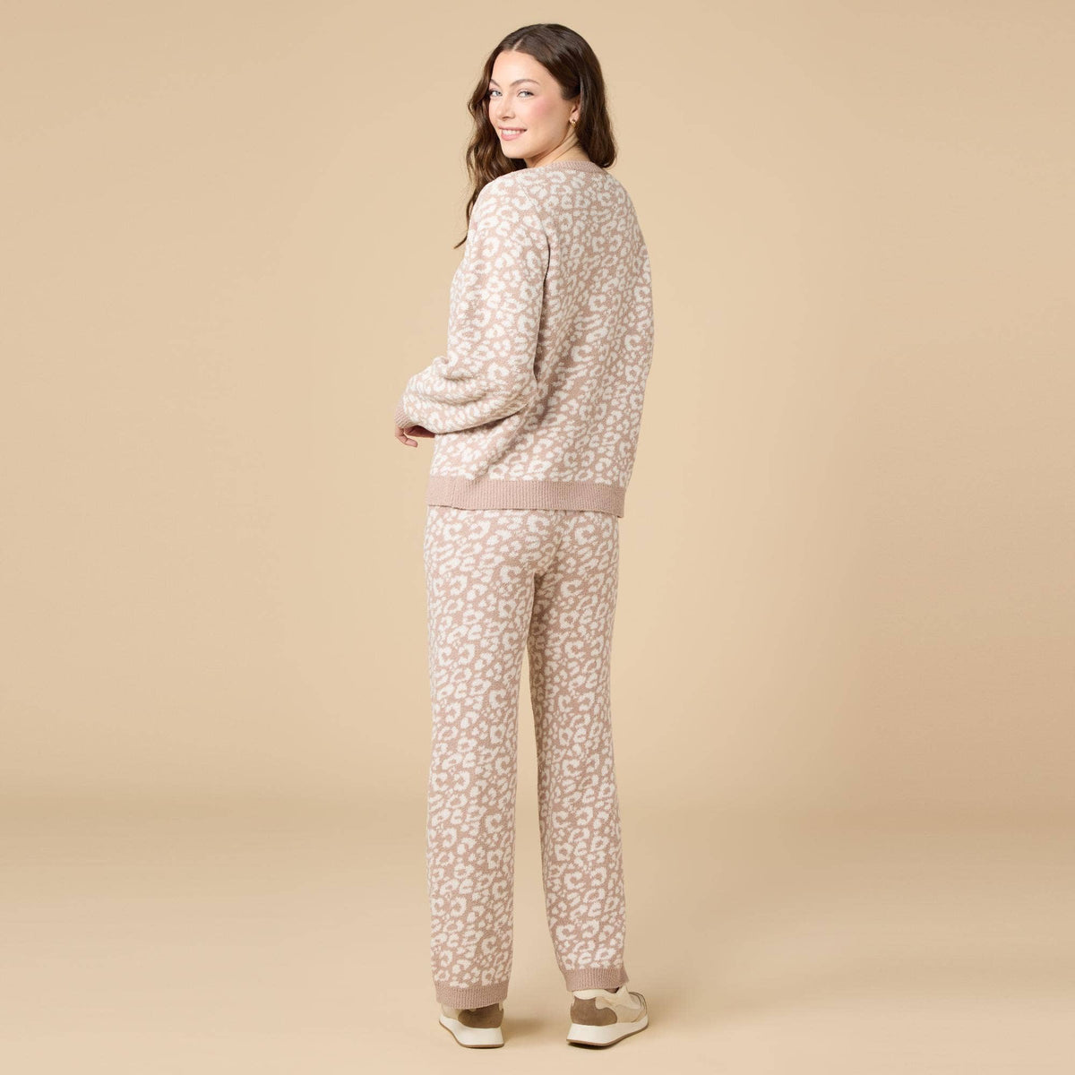 Leopard Print Crew Neck Lounge Set