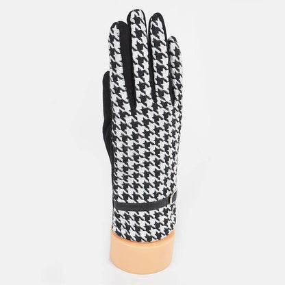 Houndstooth Print Gloves