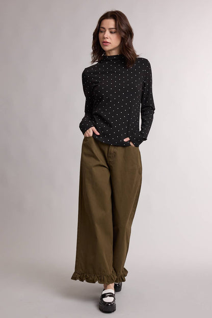 Polka Dot Mock Neck Top