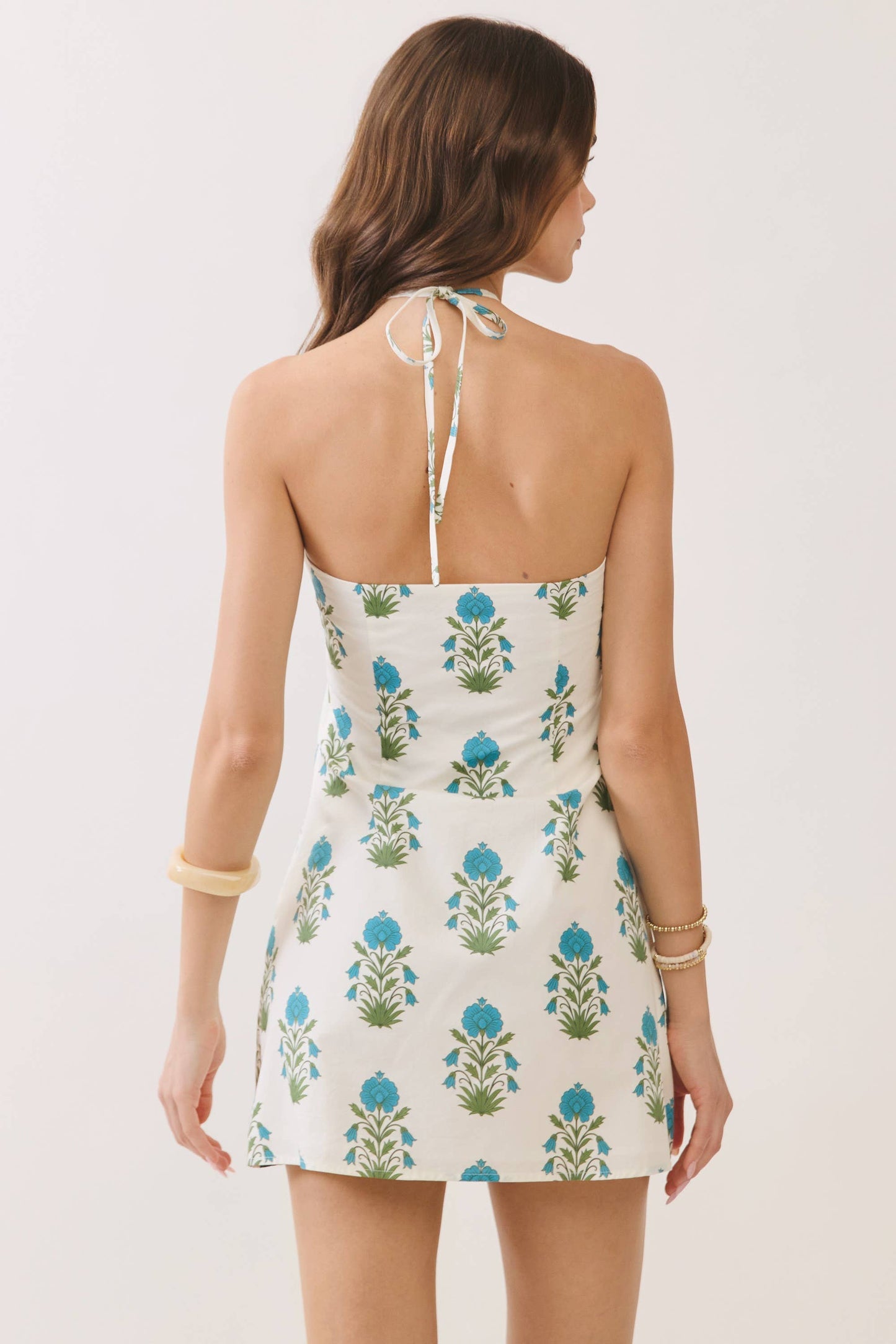 Floral Halter Side Zip Mini Dress