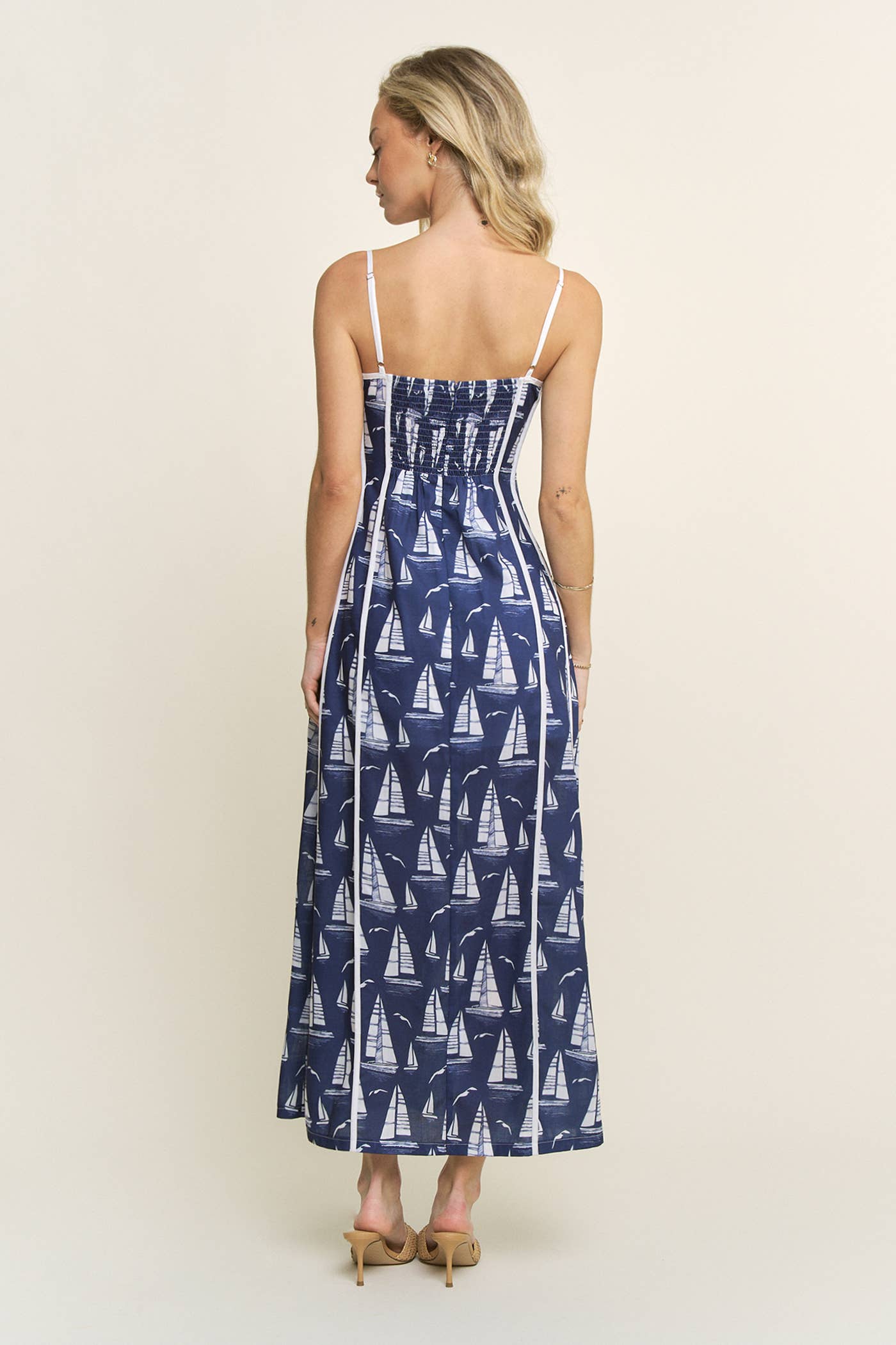 Printed Piping Maxi Dress