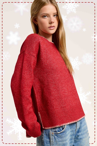 Contrast Stitch Sweater