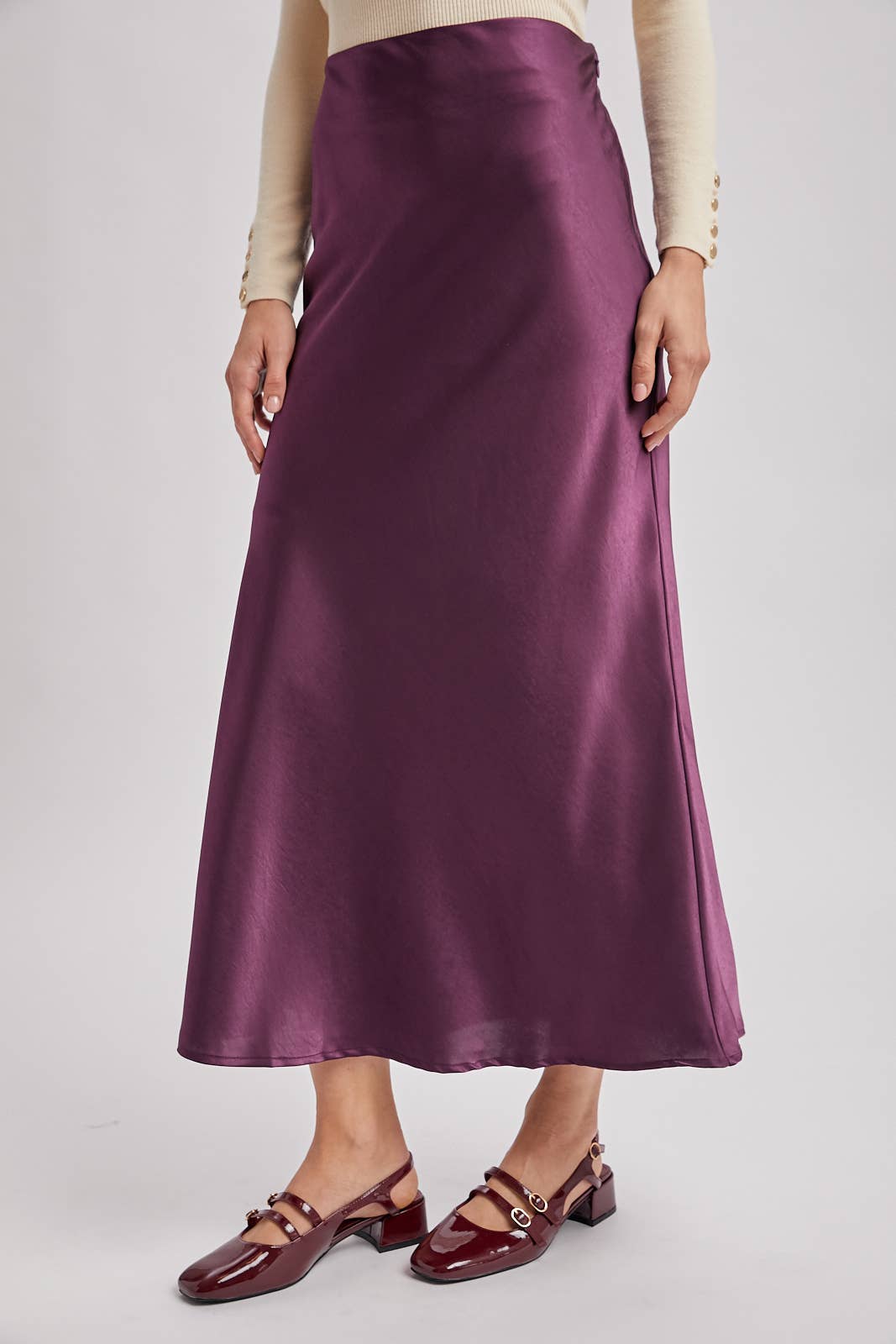 SATIN MIDI SKIRT