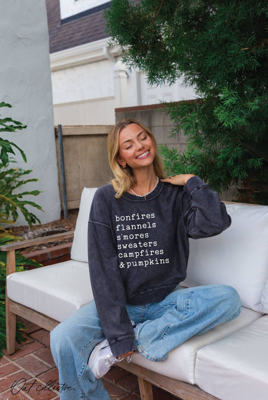BONFIRES FLANNELS Cropped Thermal Vintage Pullover