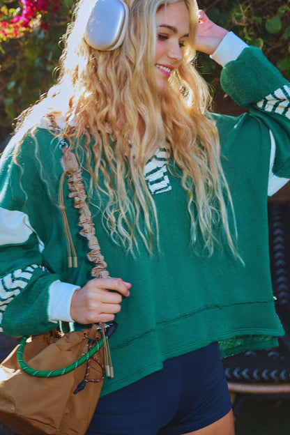 French Terry Knit Colorblock Top