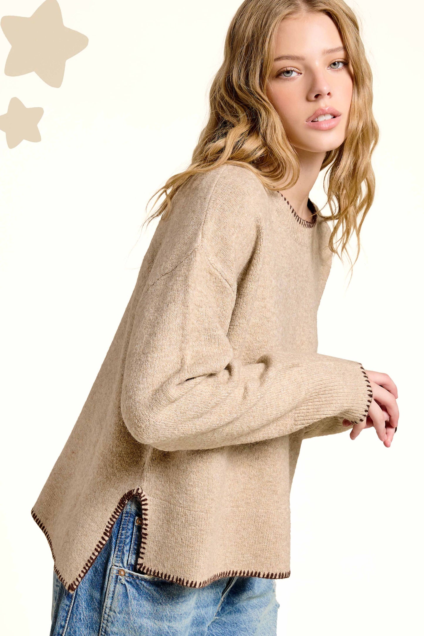 Contrast Stitch Sweater
