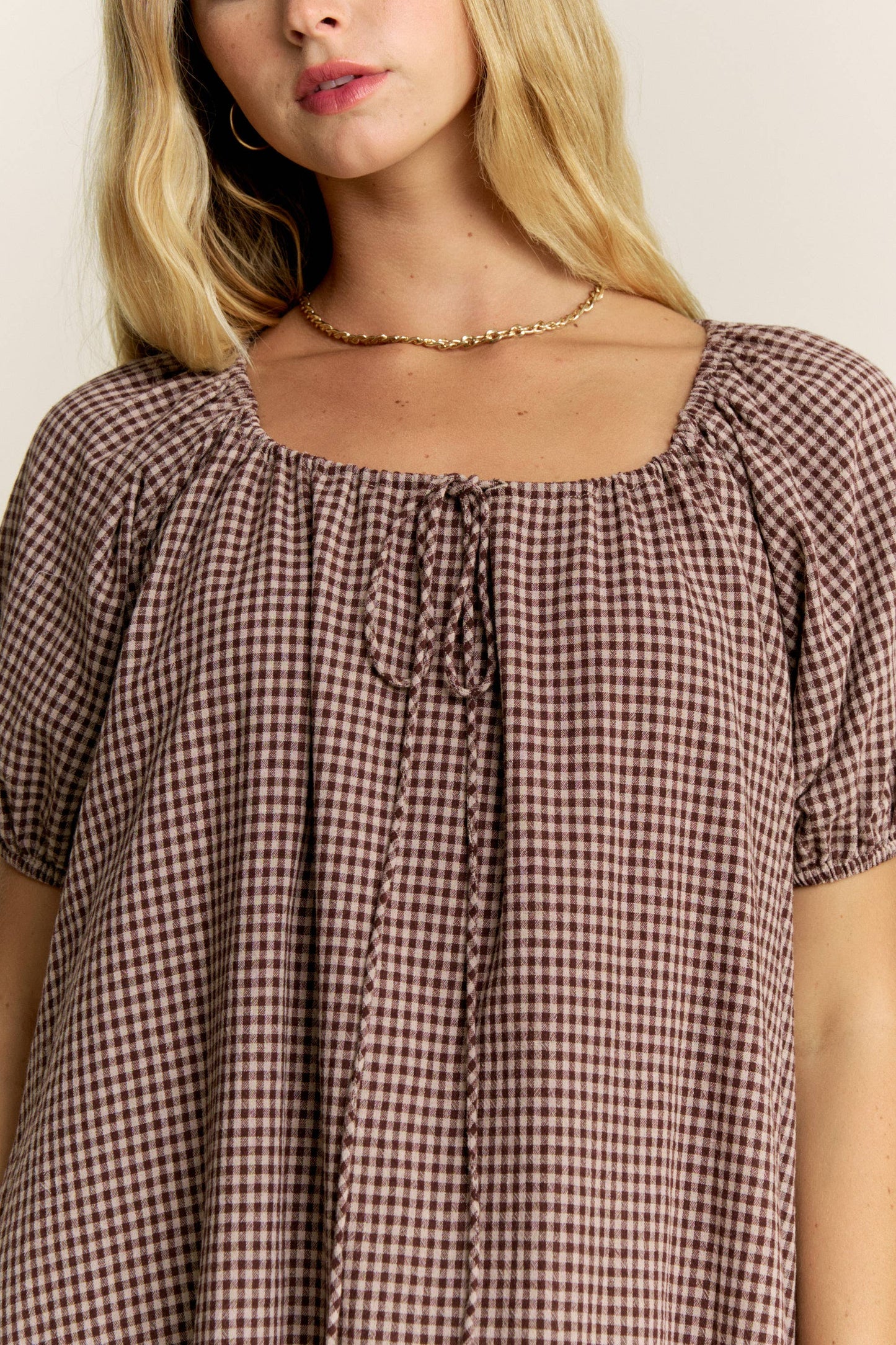 Gingham Puff Sleeve Dress
