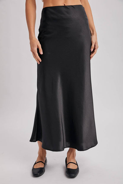 SATIN MIDI SKIRT