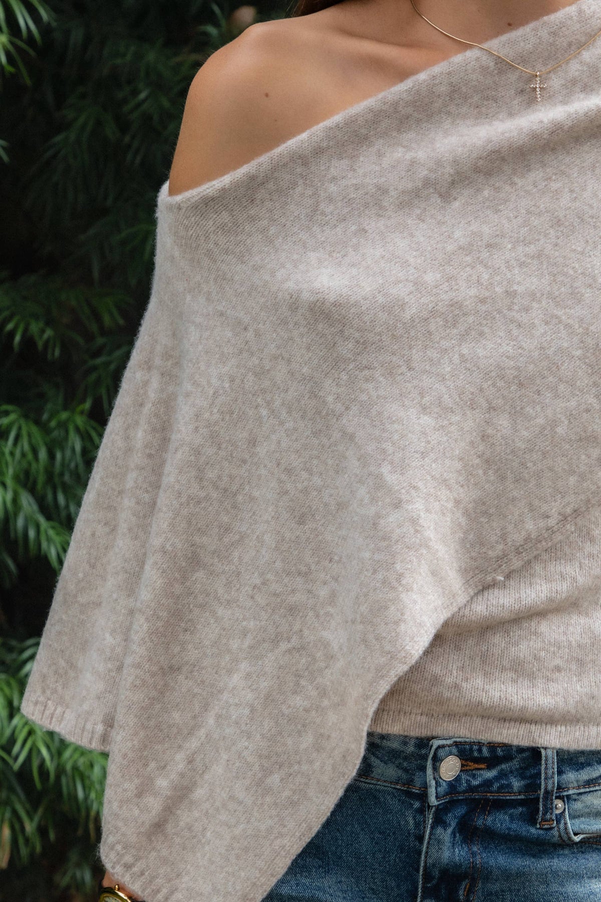 AINSLEY Asymmetric Knit Poncho