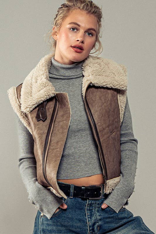 Sherpa Lined Cropped Vest