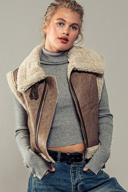Sherpa Lined Cropped Vest