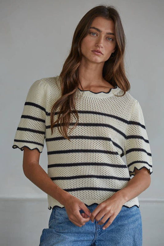 Knit Crochet Striped Sweater