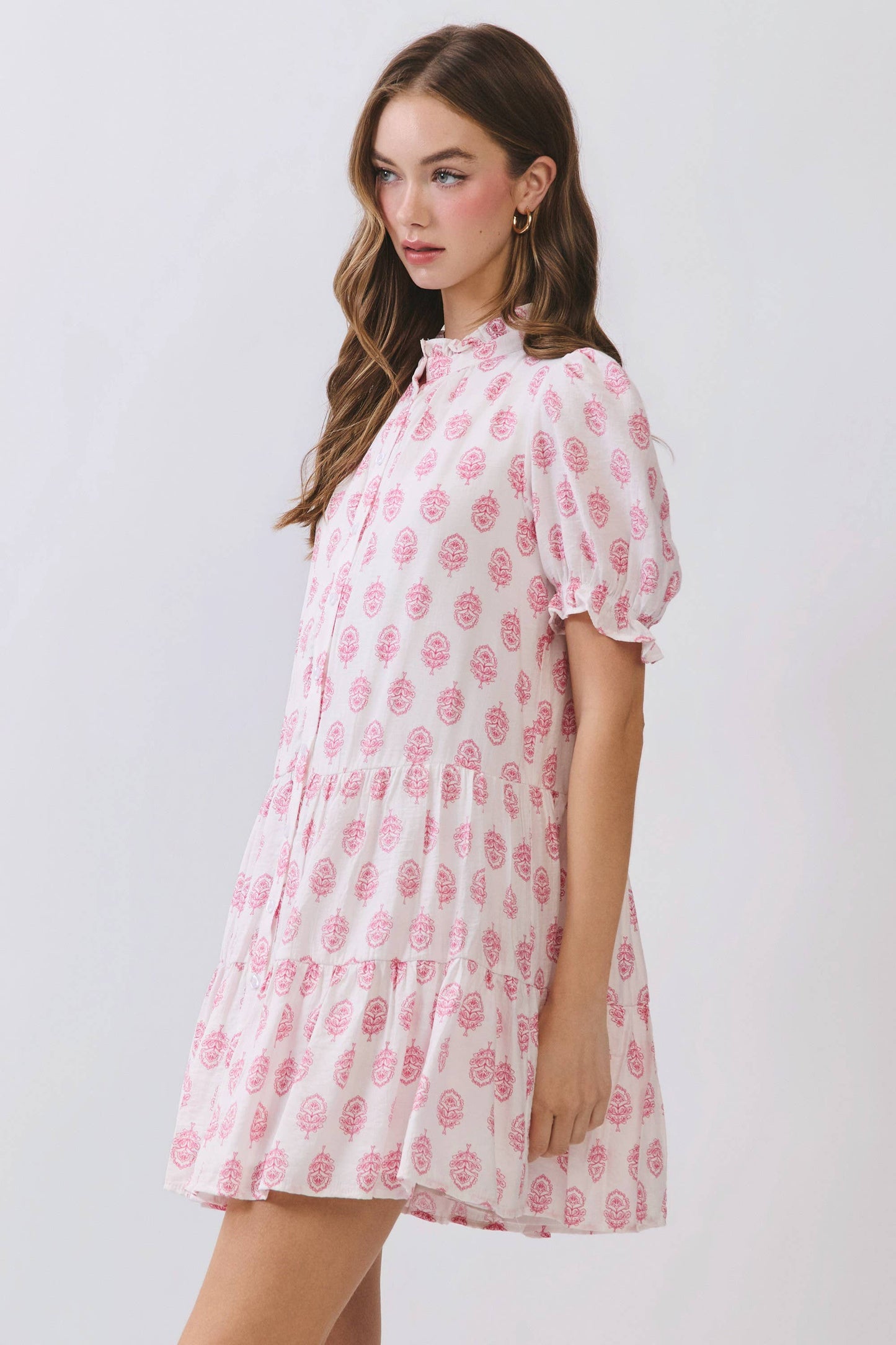 Floral Print Puff Sleeve Mini Dress