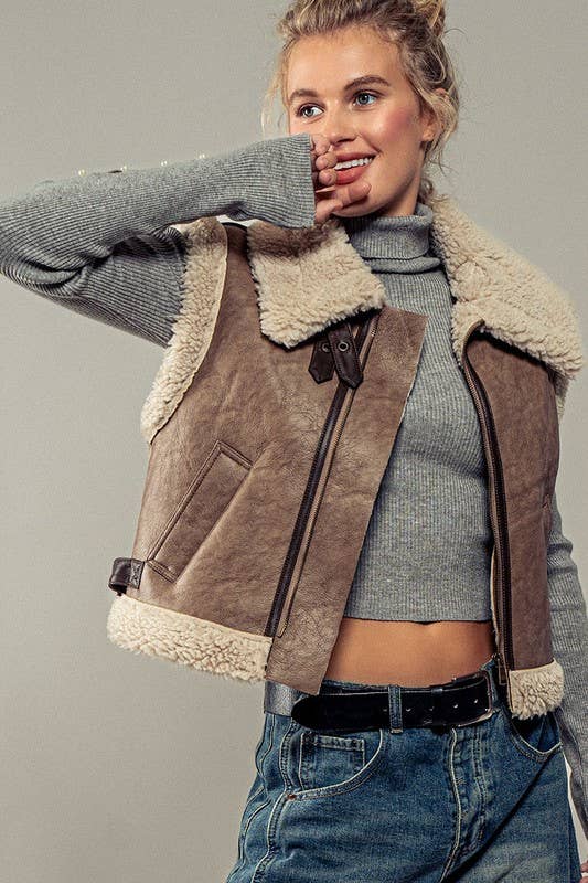Sherpa Lined Cropped Vest