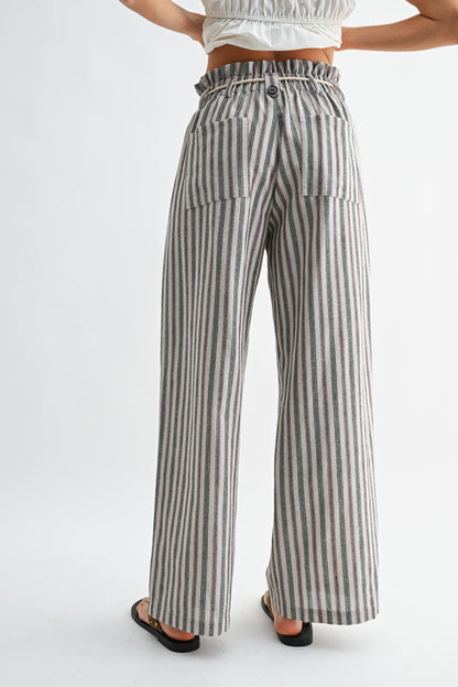 Striped Linen-Blend WL Pant