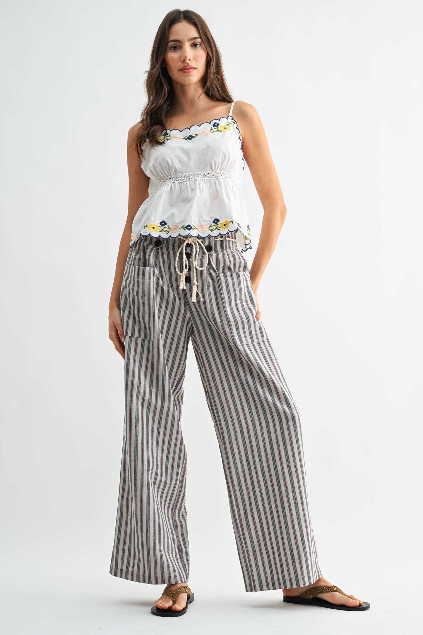 Striped Linen-Blend WL Pant