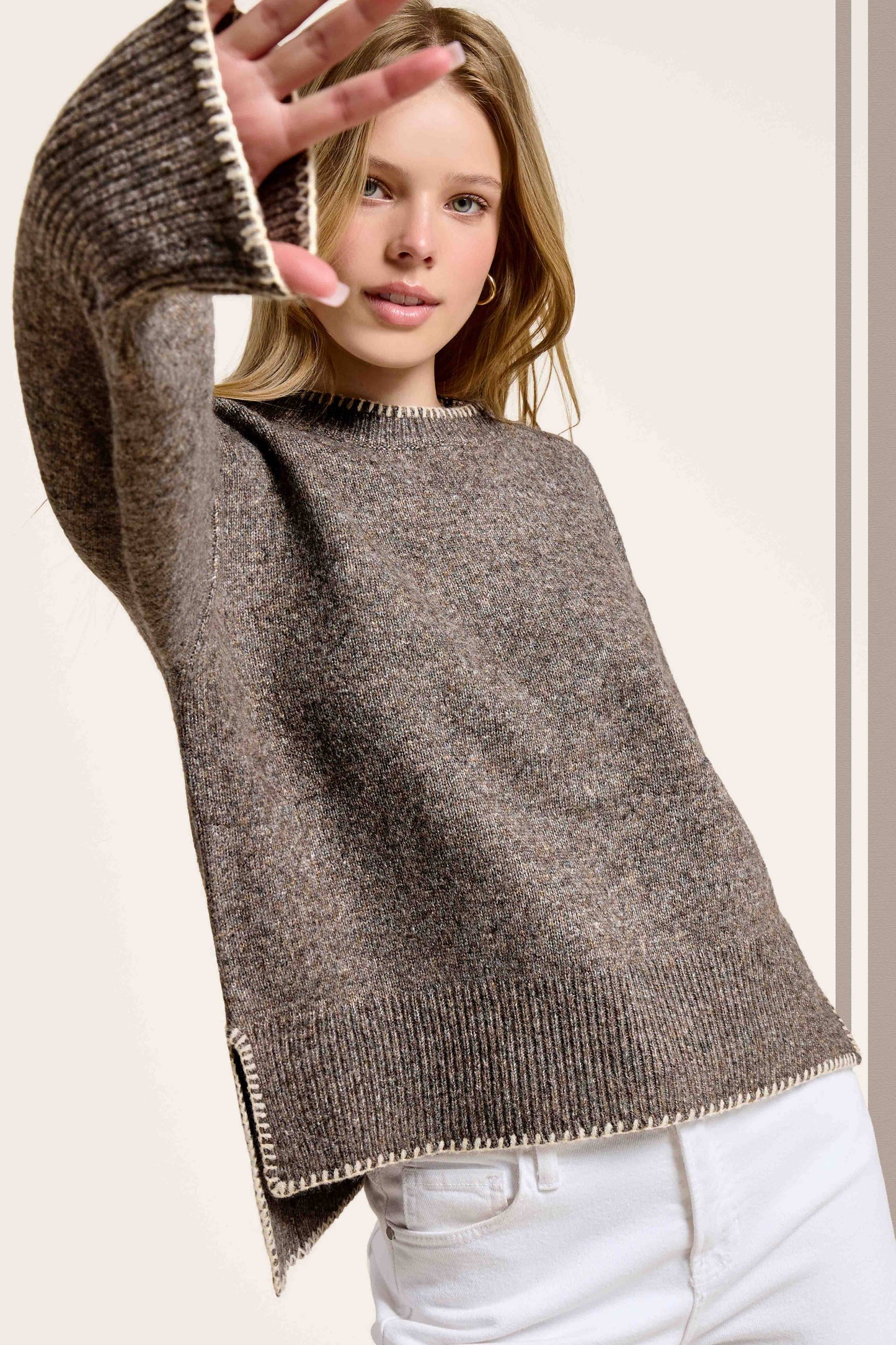 Contrast Stitch Sweater