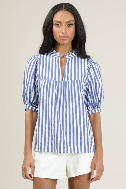 Catana Striped Delano Ruffle Blouse