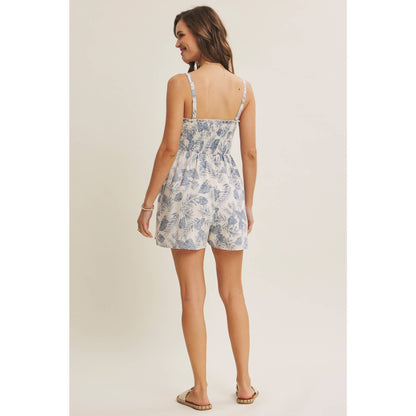 Palm Leaf Smocked Romper
