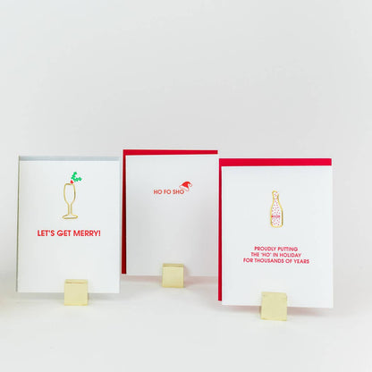 Let's Get Merry Letterpress Card with Cocktail Paper Clip