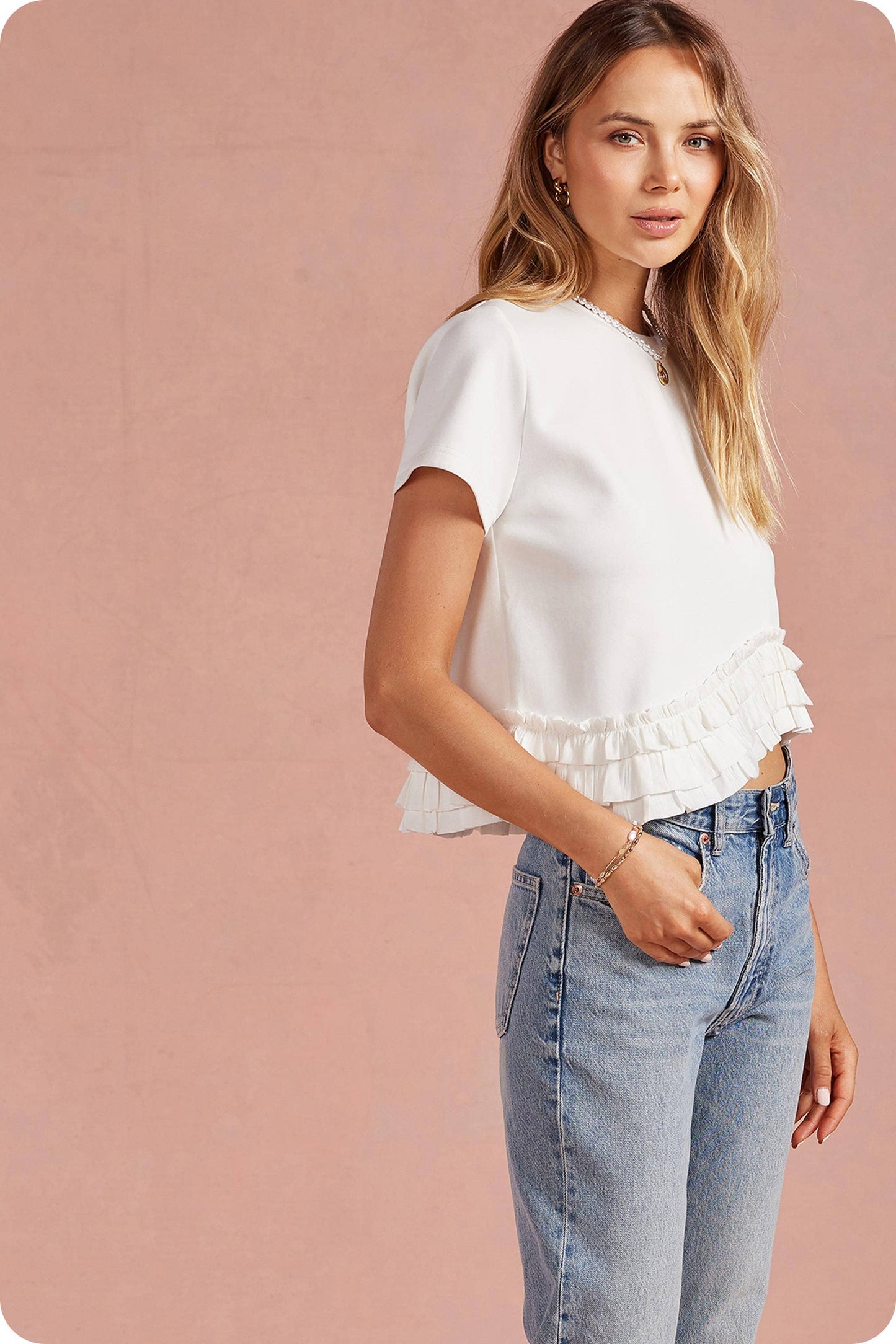Ruffle Frill Asymmetric Hem Top