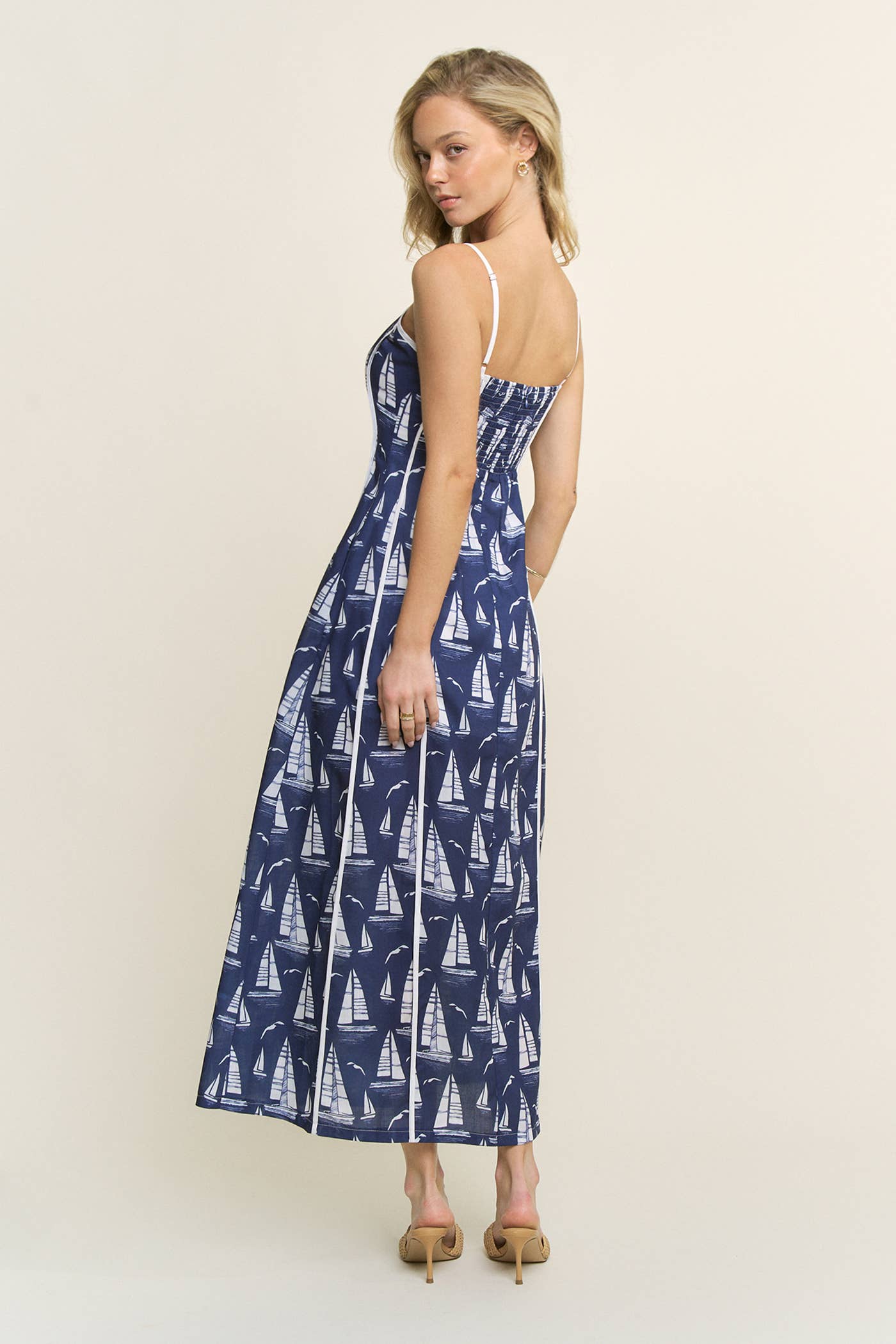 Printed Piping Maxi Dress