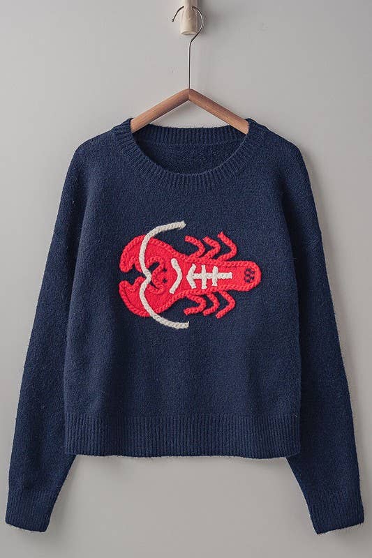 Embroidered Red Lobster Sweater