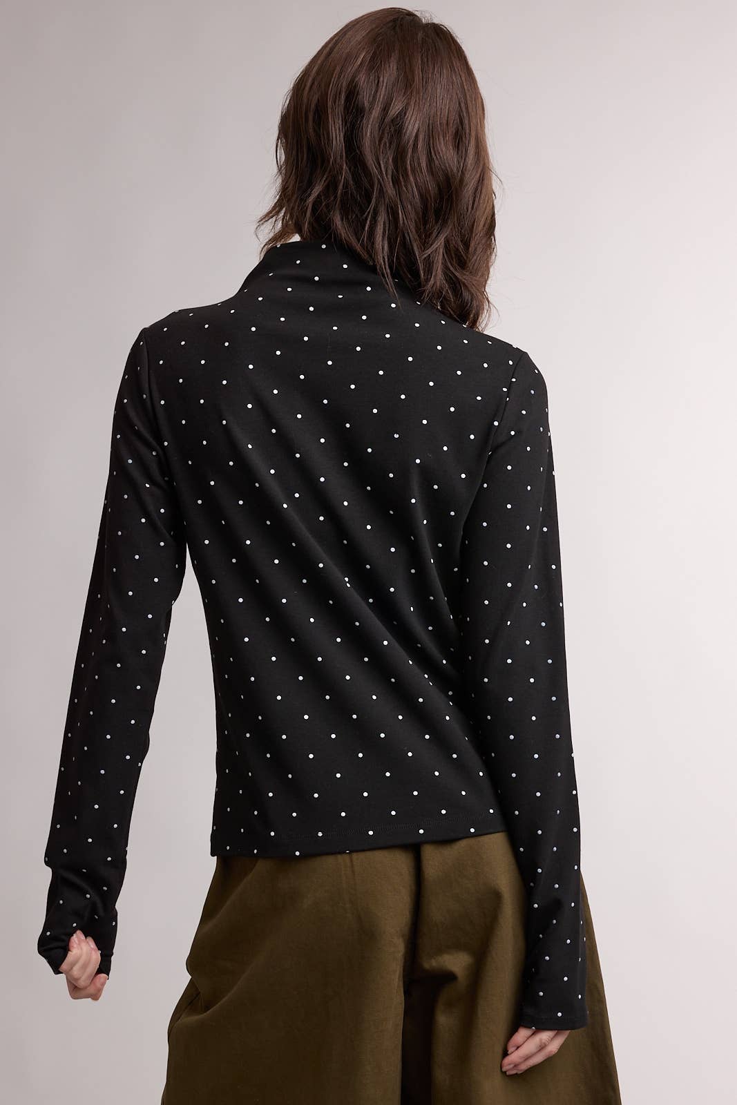 Polka Dot Mock Neck Top
