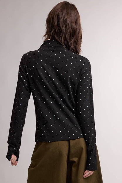Polka Dot Mock Neck Top