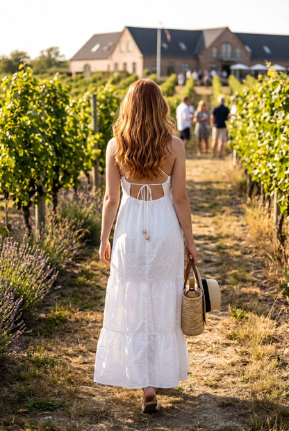Eyelet Embroidery Cut-Out Maxi Dress