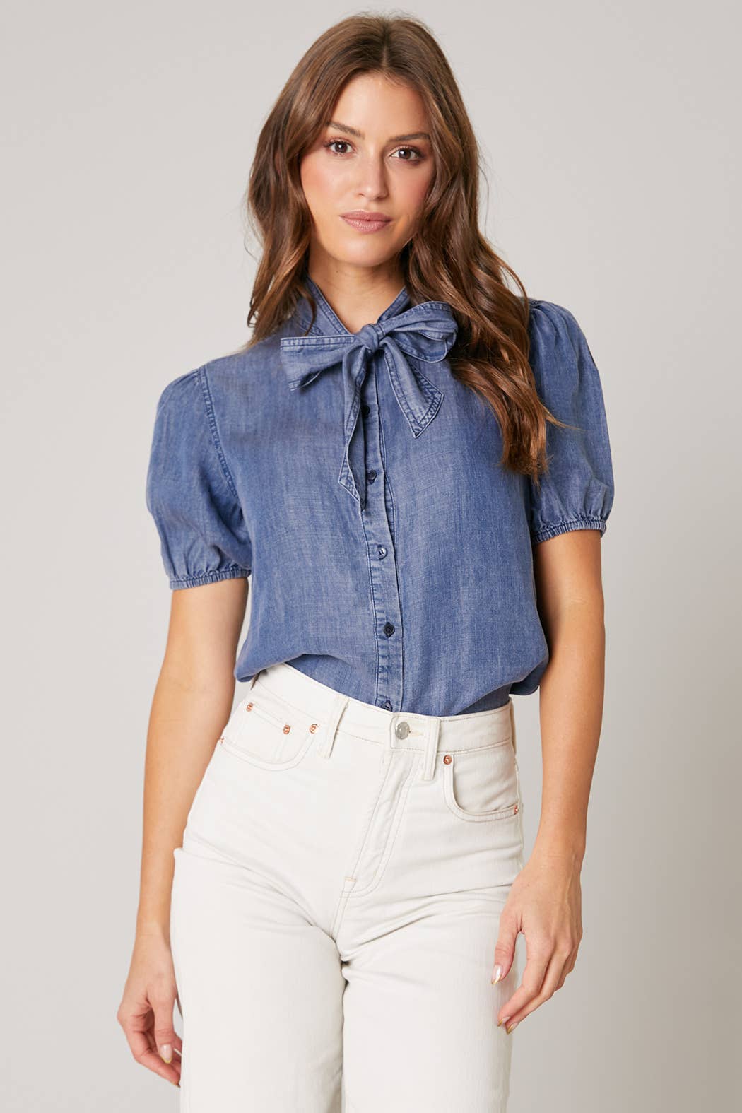 Georgina Button Front  Bow Top