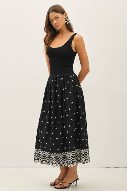 Sleeveless Scallop Edge Midi Dress