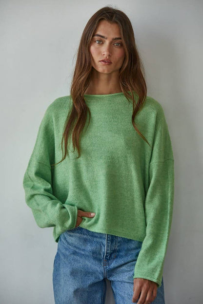 Rolled Round Neck Knit Sweater