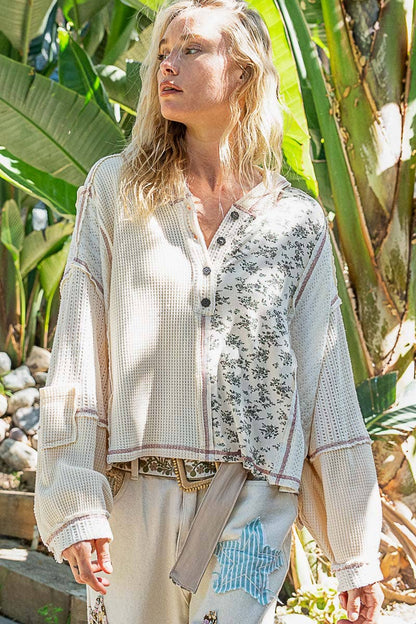 Balloon sleeve semi cropped knit top