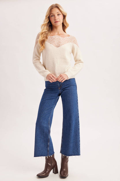 Eyelash Lace Trim Sweater