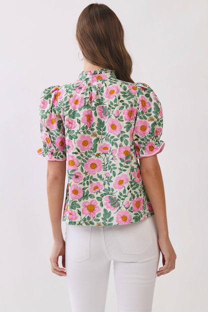 Floral Print Puff Sleeve Blouse