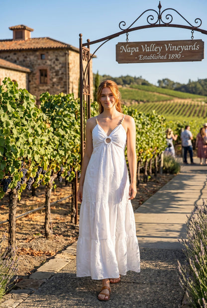 Eyelet Embroidery Cut-Out Maxi Dress