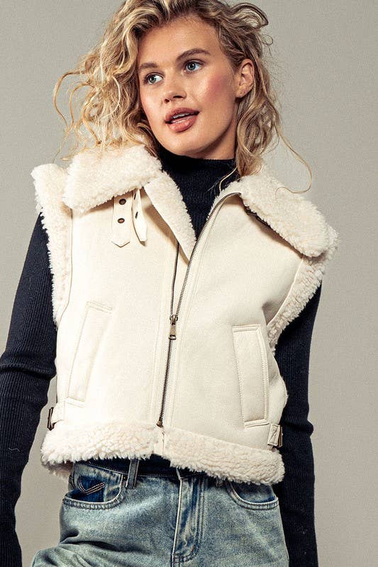 Sherpa Lined Cropped Vest