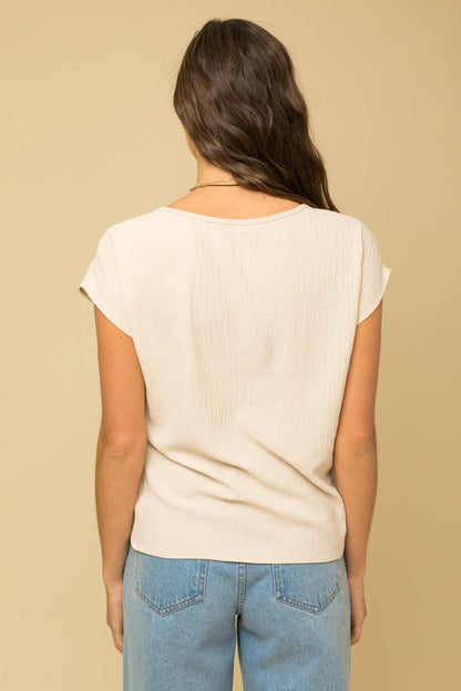 Solid Tee w/Front Knot Detail