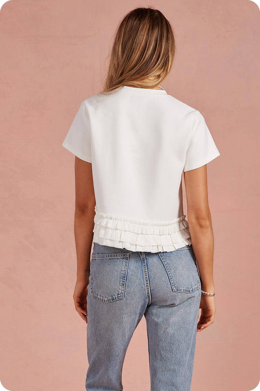 Ruffle Frill Asymmetric Hem Top