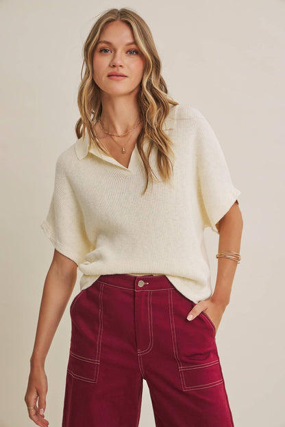 Relaxed Slub Rib Dolman Sweater