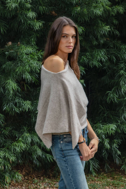 AINSLEY Asymmetric Knit Poncho