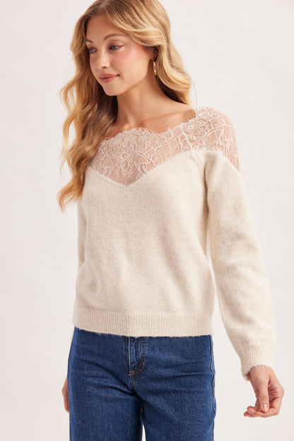 Eyelash Lace Trim Sweater