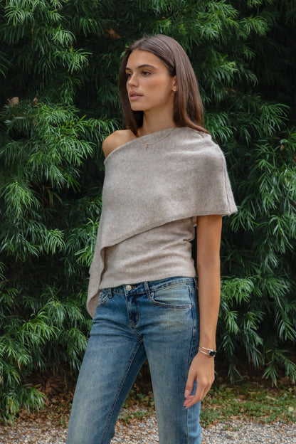 AINSLEY Asymmetric Knit Poncho