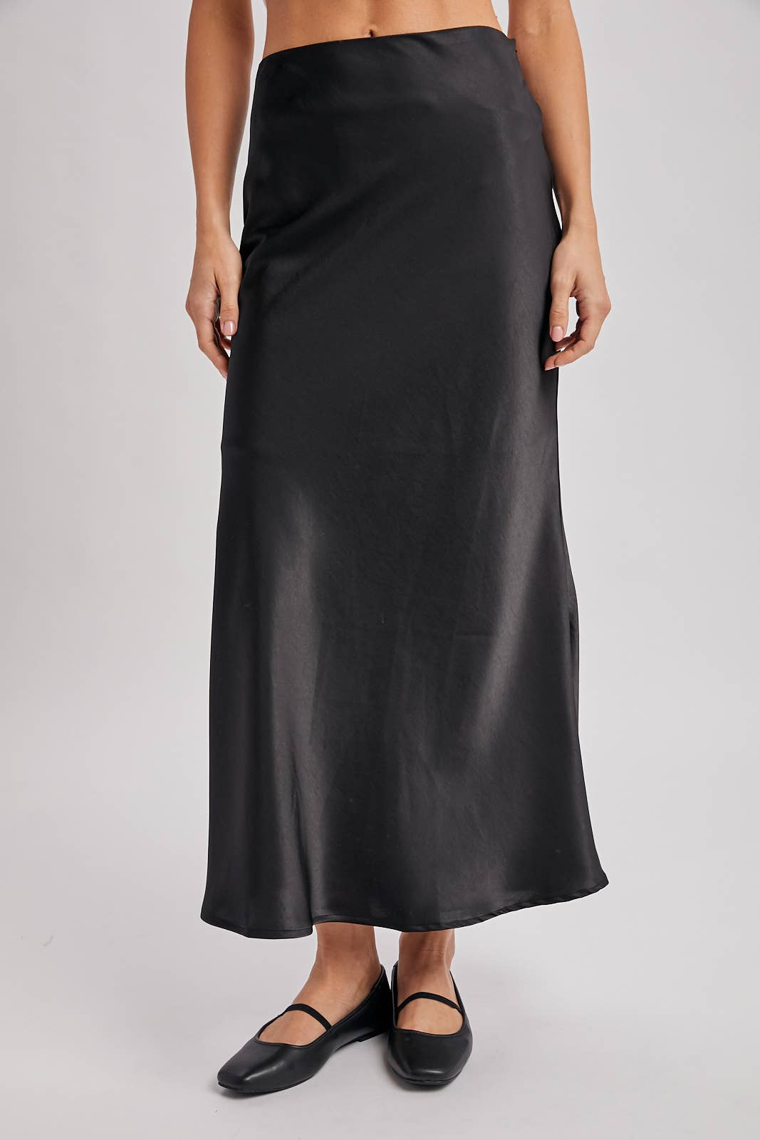 SATIN MIDI SKIRT