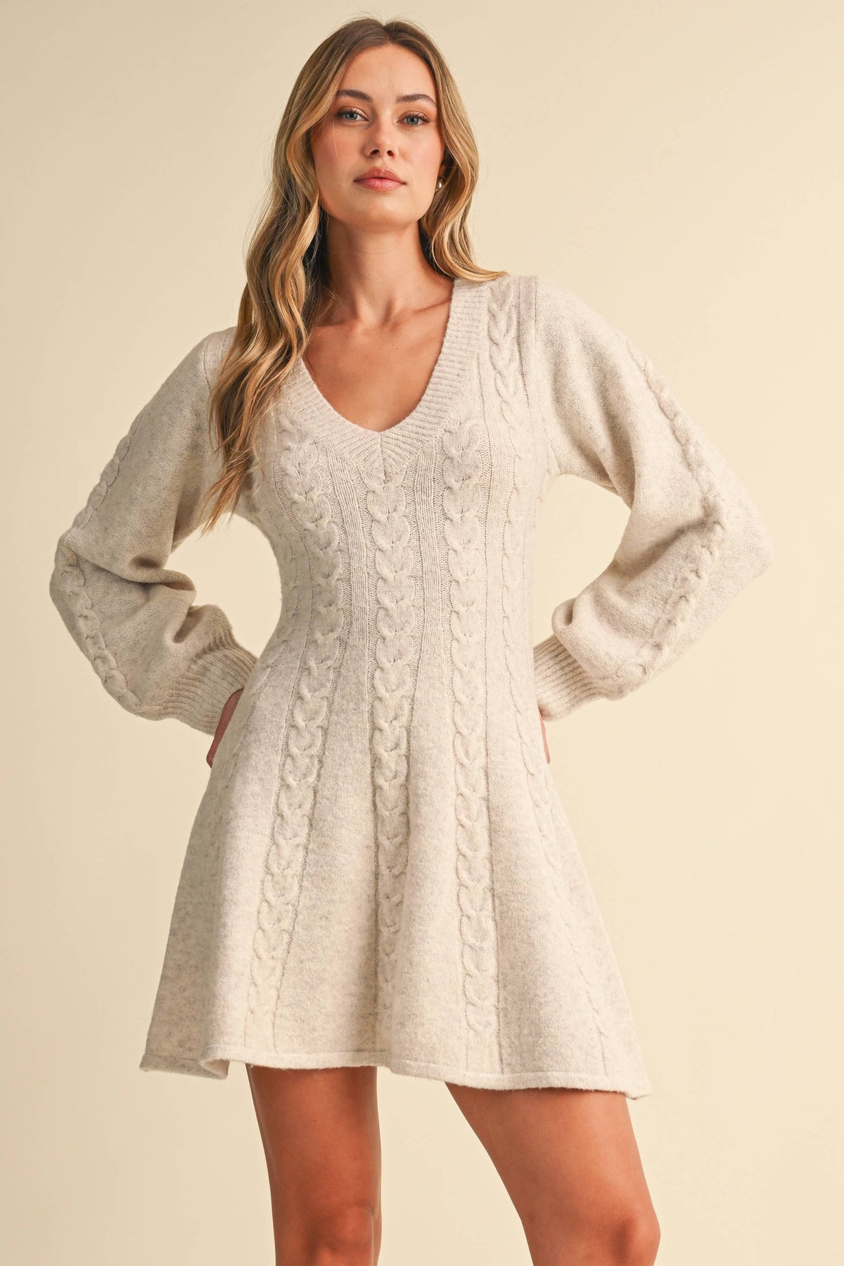 Cable Knit Fit & Flare Mini Dress