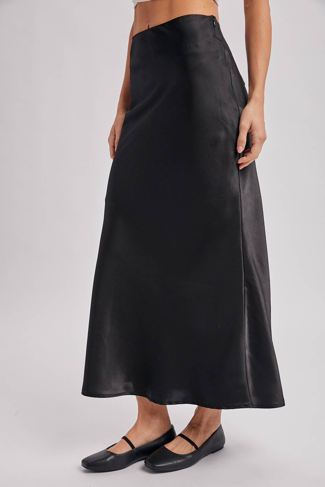 SATIN MIDI SKIRT