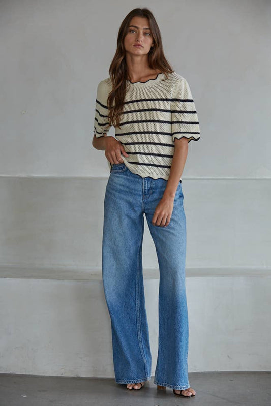 Knit Crochet Striped Sweater